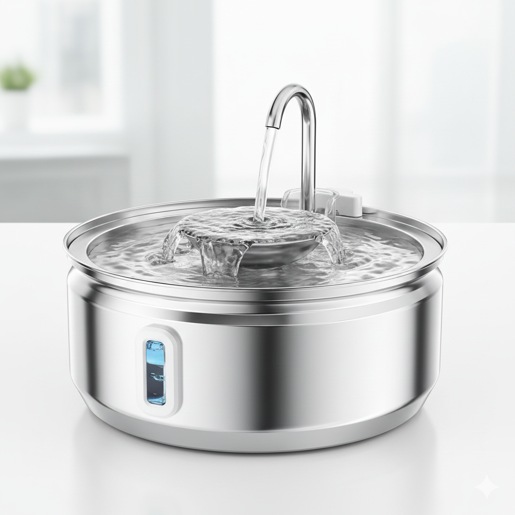HappyPews® AquaFlow – Stainless Steel Drinking Fountain