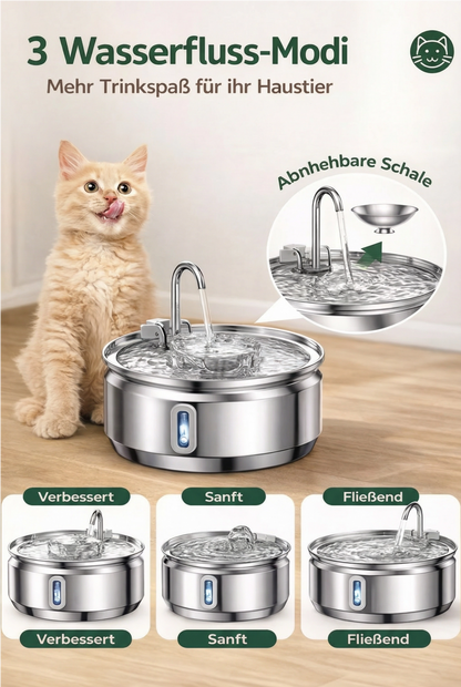 HappyPews® AquaFlow – Stainless Steel Drinking Fountain